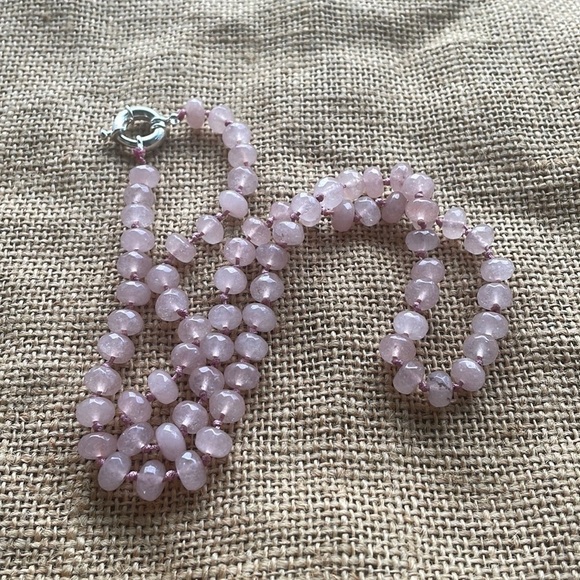 Pink Rose Quartz Stone 8mm Necklace Knotted New Handmade 2022 In style Beads - Picture 7 of 13